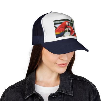 Parrot Love Trucker Cap — Tropical Scarlet Macaw Mesh Hat