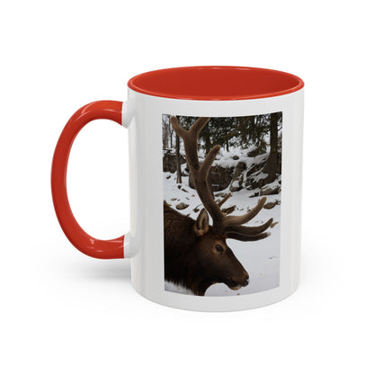Elk in Snow Accent Coffee Mug — Nature Wildlife Photo Mug (11/15oz)