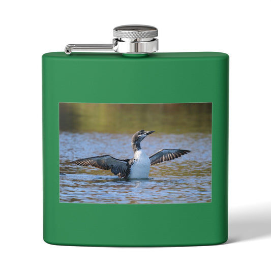 6oz Stainless Steel Flask with Diving Loon Photo – Wildlife Outdoors Gift