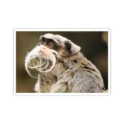 Emperor Tamarin Sticker — Cute Mustache Monkey Kiss-Cut Vinyl Sticker for Laptops & Water Bottles