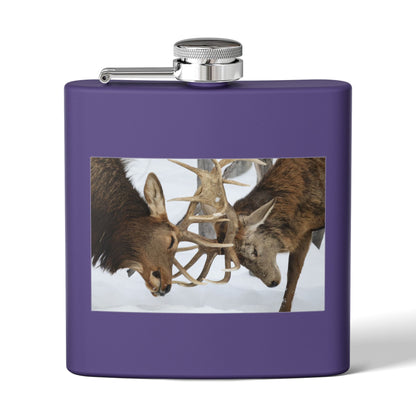 6oz Stainless Steel Flask – Fighting Bucks Wildlife Photo Hip Flask