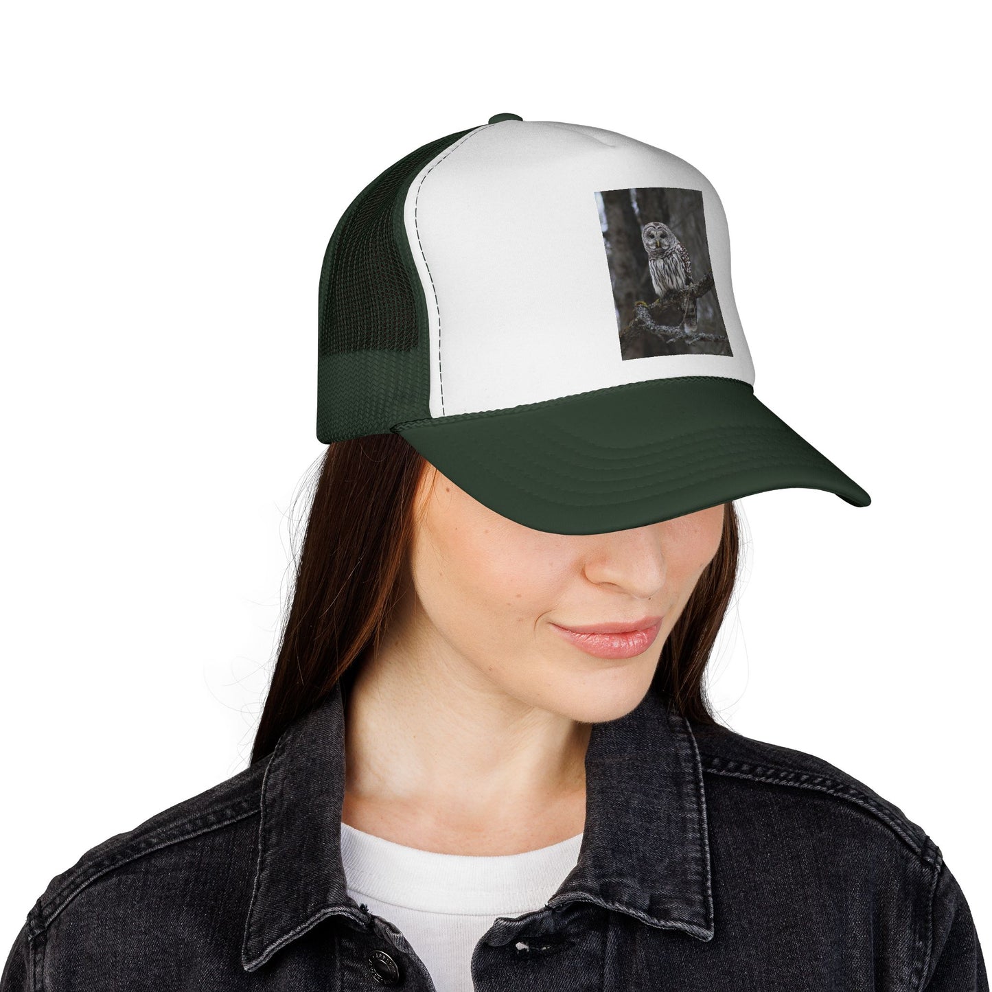 Owl Photo Trucker Cap — Rustic Forest Wildlife Hat