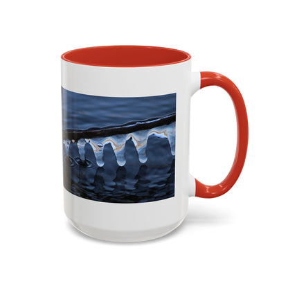 Blue Icicle Wave Accent Coffee Mug — Winter Water Photography 11/15oz