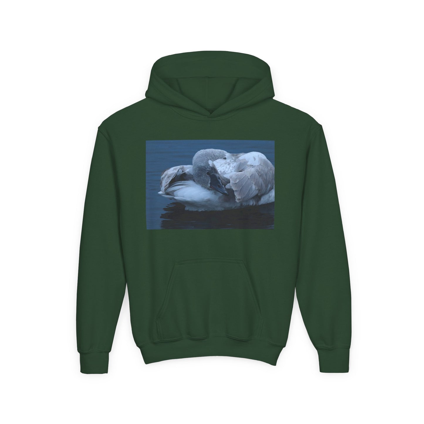 Youth Hoodie with Sleeping Swan Photo — Cozy Wildlife Sweatshirt