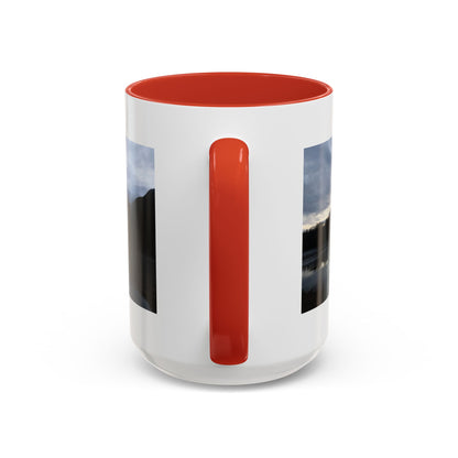 Scenic Mountain Lake Accent Coffee Mug — Moody Sunset Reflection (11oz & 15oz)