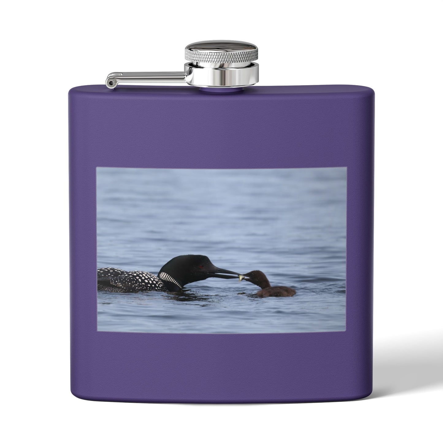 Loon Family 6oz Stainless Steel Flask – Wildlife Nature Gift