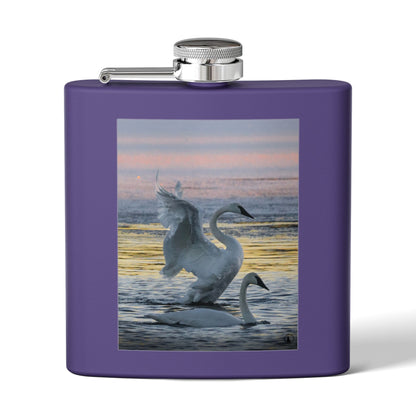 Swan Sunset Stainless Steel Flask — 6oz Travel Hip Flask