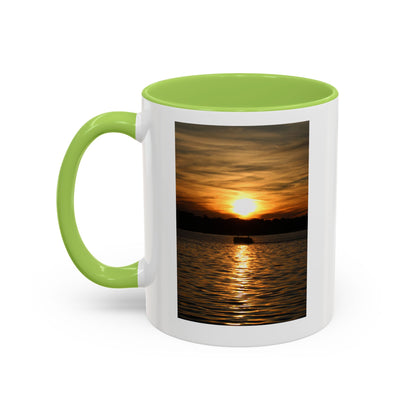 Sunset Lake Photo Accent Coffee Mug — Golden Sunset Reflection (11/15oz)