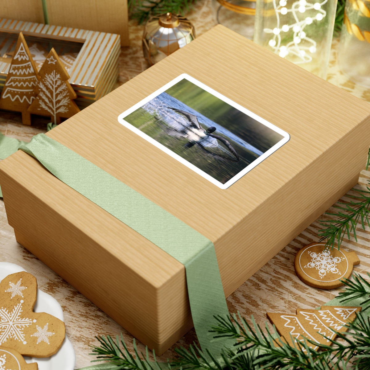 Loon Landing Photo Sticker — Waterproof Kiss-Cut Nature Decal