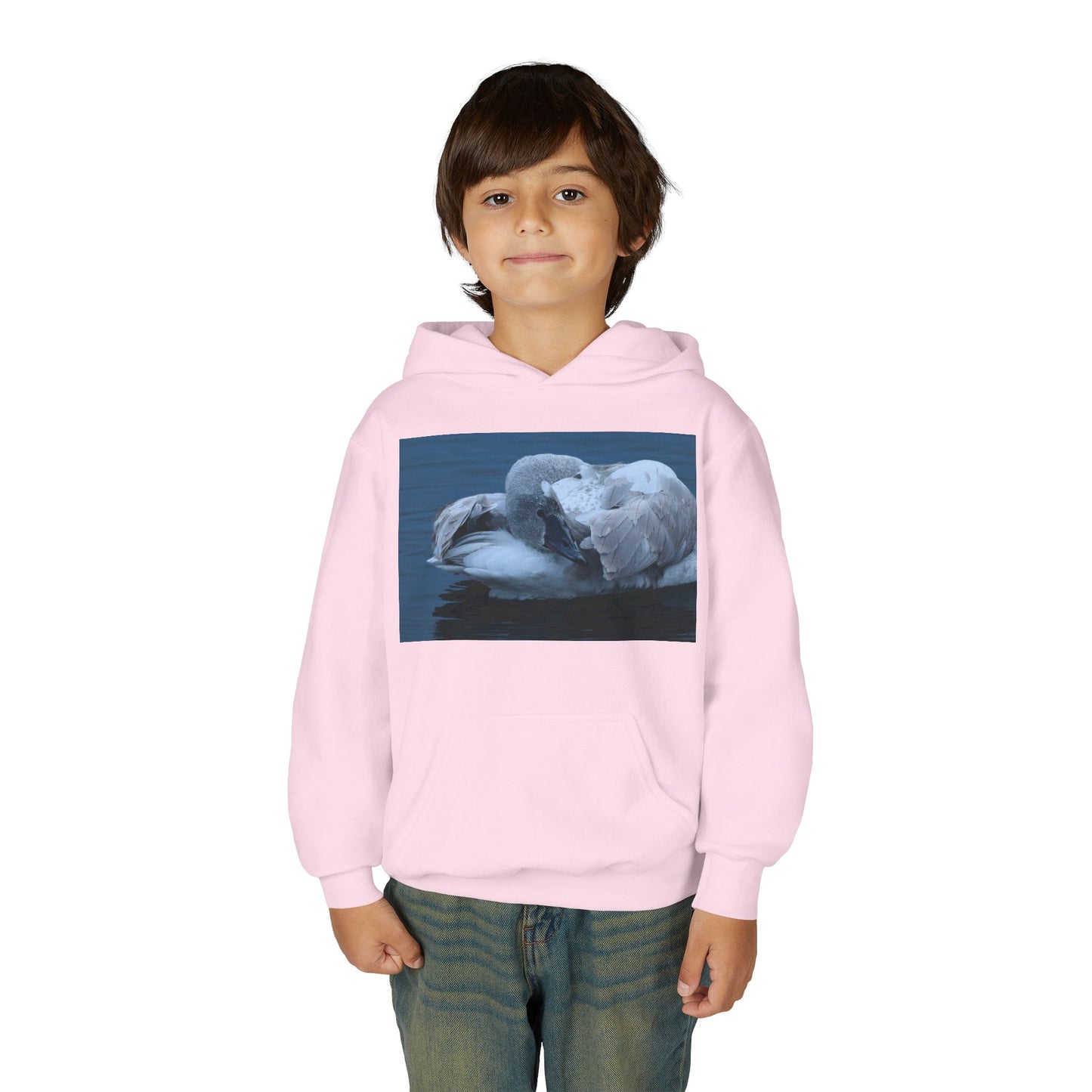 Youth Hoodie with Sleeping Swan Photo — Cozy Wildlife Sweatshirt
