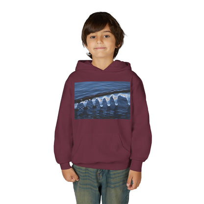 Ocean Wave Ice Photo Hoodie — Youth Nautical Winter Sweatshirt