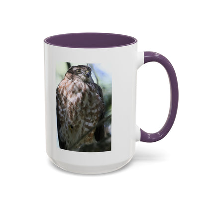 Hawk Photo Accent Coffee Mug — Birdwatcher Gift, 11/15oz