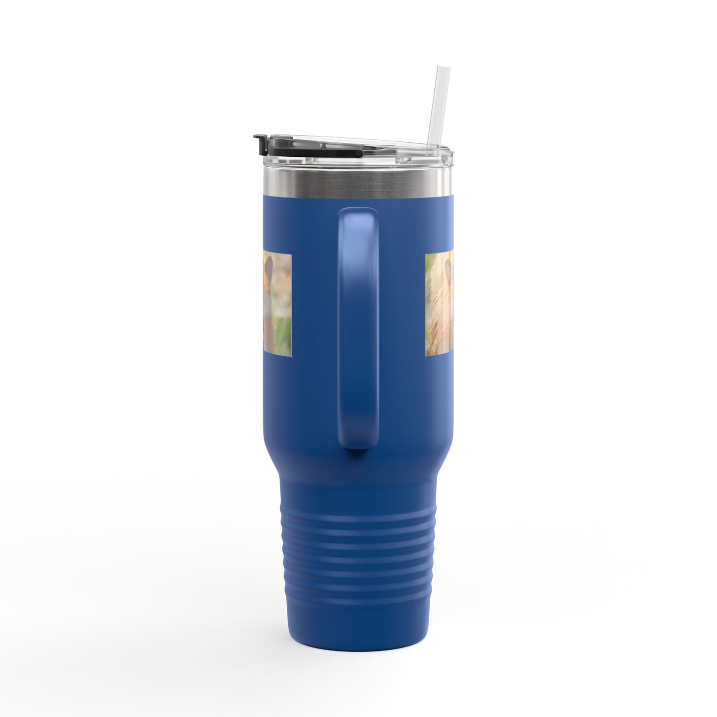 40oz Insulated Travel Mug — Photoreal Bear Photo, Stainless Steel Tumbler with Straw & Handle