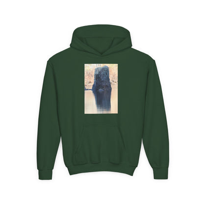 Youth Hoodie with Serene Lake Reflection Photo — Nature-Inspired Kids’ Pullover