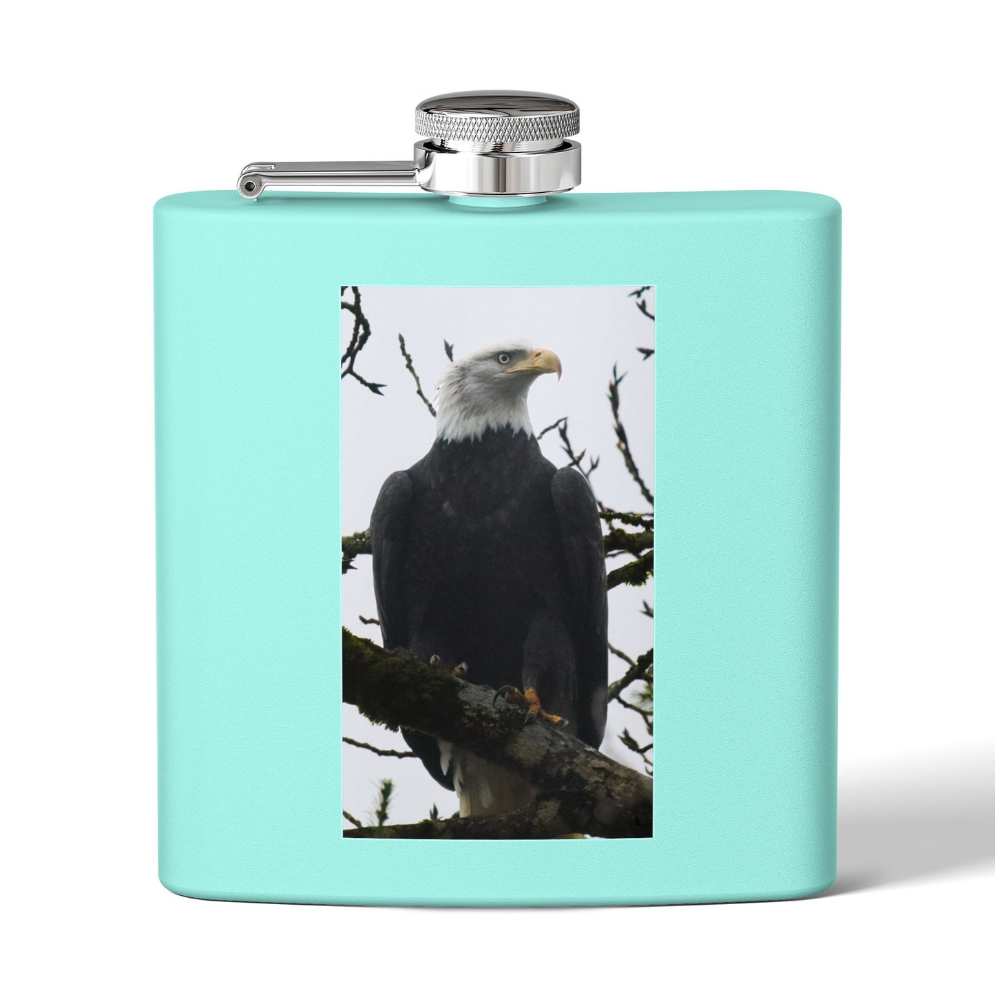 Eagle Photo Flask – 6oz Stainless Steel Hip Flask, Patriotic Wildlife Gift