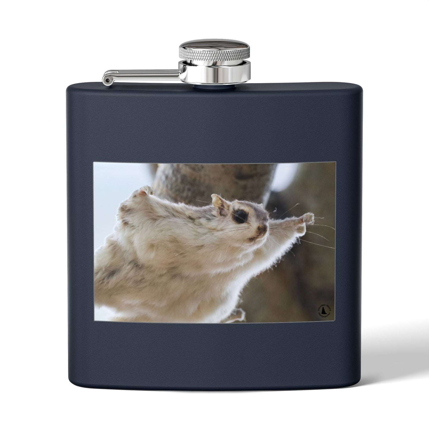 Squirrel Stretch Photo Flask — 6oz Stainless Steel Pocket Flask