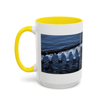 Blue Icicle Wave Accent Coffee Mug — Winter Water Photography 11/15oz
