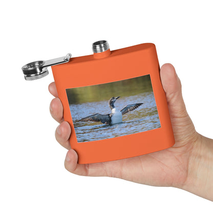 6oz Stainless Steel Flask with Diving Loon Photo – Wildlife Outdoors Gift