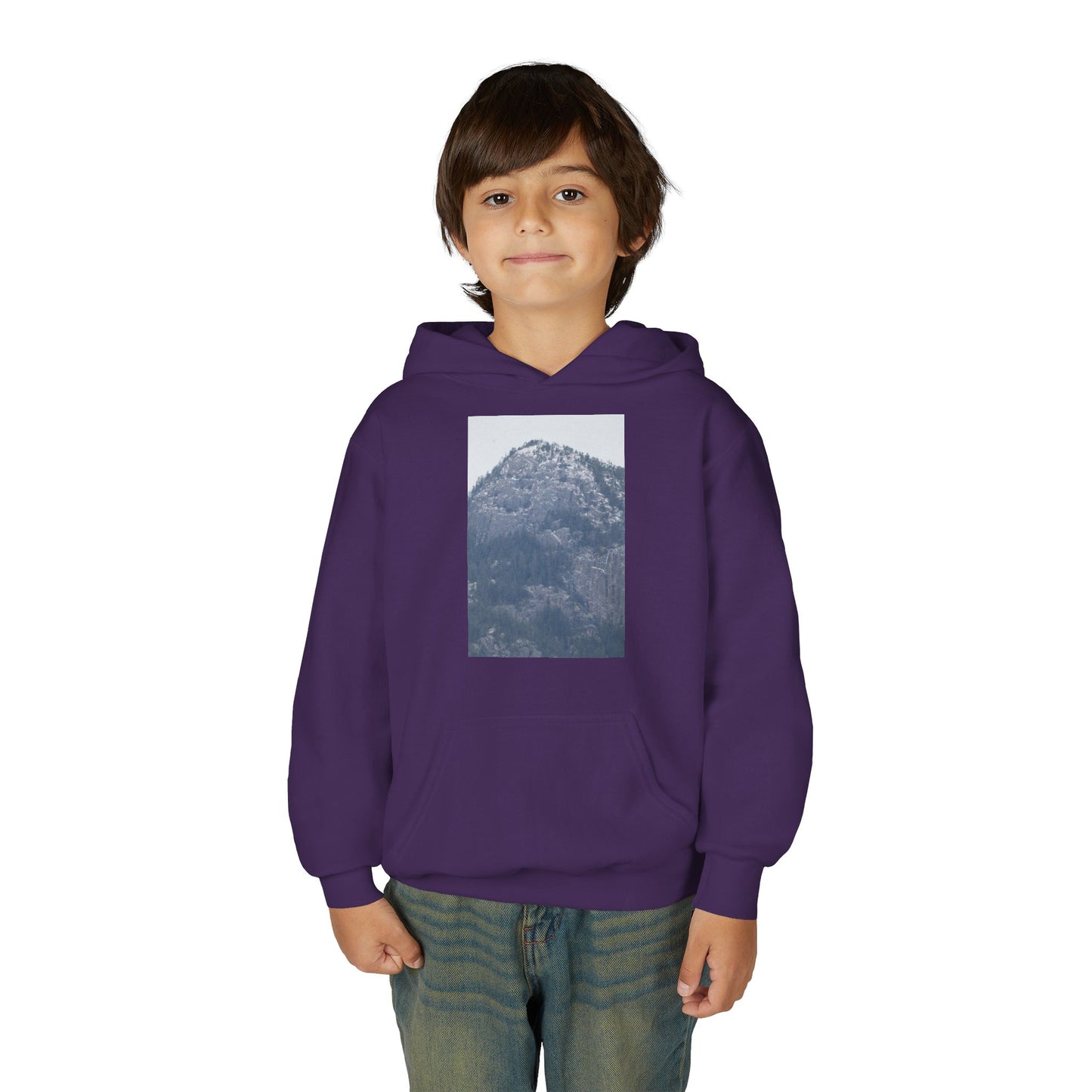 Mountain Peak Youth Hoodie — Winter Snow Scenic Graphic Sweatshirt