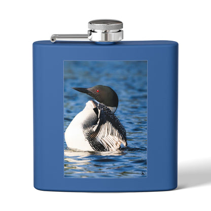 Loon Photo Stainless Steel Flask — 6oz Wildlife Waterfowl Hip Flask