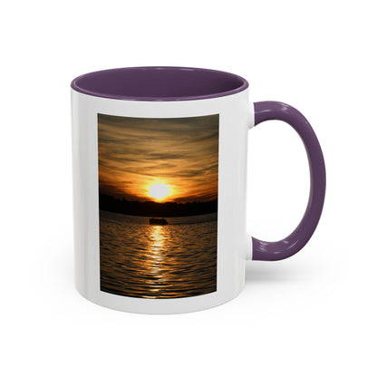 Sunset Lake Photo Accent Coffee Mug — Golden Sunset Reflection (11/15oz)