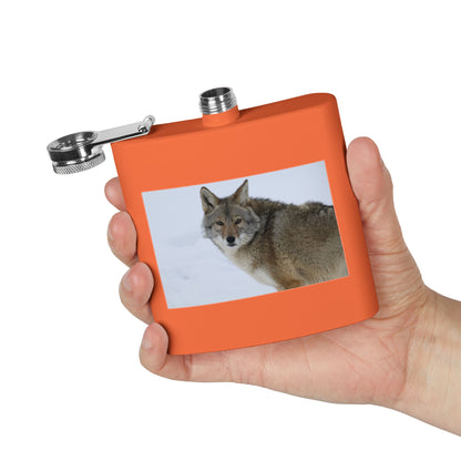 Coyote Photo Stainless Steel Flask — 6oz Wildlife Pocket Flask