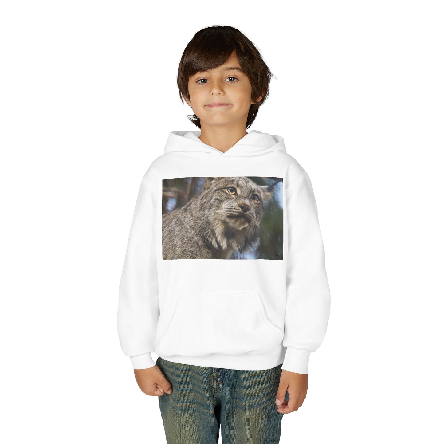 Youth Lynx Hoodie – Realistic Wildcat Photo Pullover for Kids
