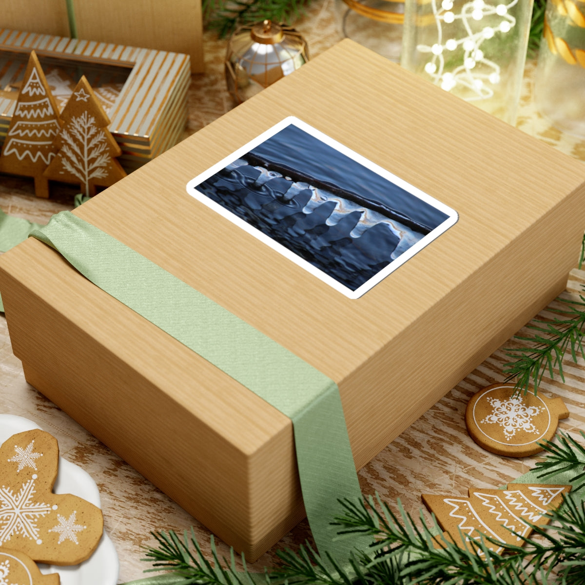 Ice Formations Kiss-Cut Sticker — Moody Blue Winter Nature Decal