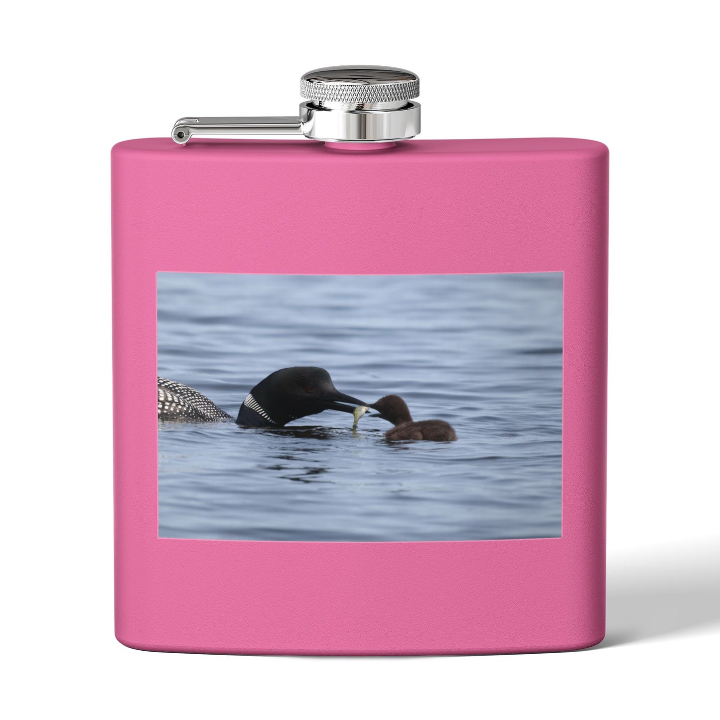 Loon Family 6oz Stainless Steel Flask — Nature Wildlife Gift