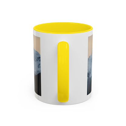 Mountain Sunrise Accent Coffee Mug — Scenic Snow Peak Photo (11/15oz)