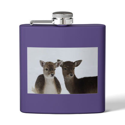 Deer Duo Stainless Steel Flask – 6oz Wildlife Pocket Hip Flask