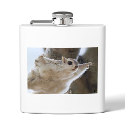 Squirrel Stretch Photo Flask — 6oz Stainless Steel Pocket Flask