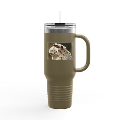 40oz Insulated Travel Mug – Cute Sloth Drinking Coffee Photo