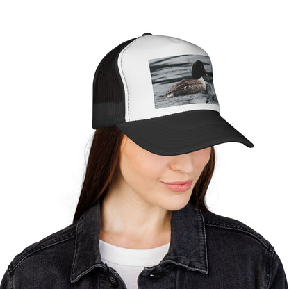 Duck Photo Trucker Hat — Rustic Wildlife Cap for Hunters & Nature Lovers