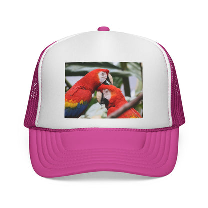 Parrot Love Trucker Cap — Tropical Scarlet Macaw Mesh Hat