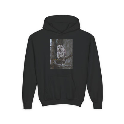 Owl Portrait Youth Hoodie — Realistic Forest Owl Graphic