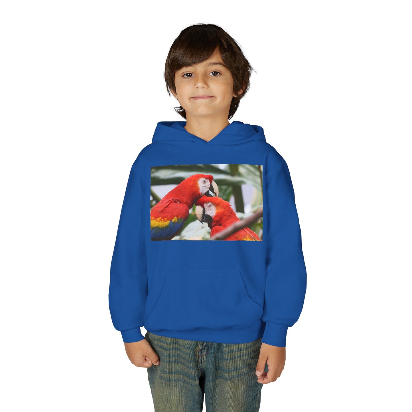Youth Parrot Hoodie – Colorful Scarlet Macaw Kids Pullover