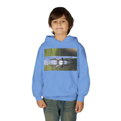 Youth Hoodie with Swimming Otter Photo – Cute Wildlife Kids Sweatshirt