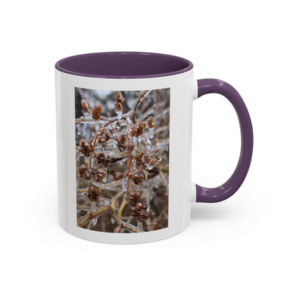 Ice-Coated Berries Accent Coffee Mug (11/15 oz) — Winter Nature Photo