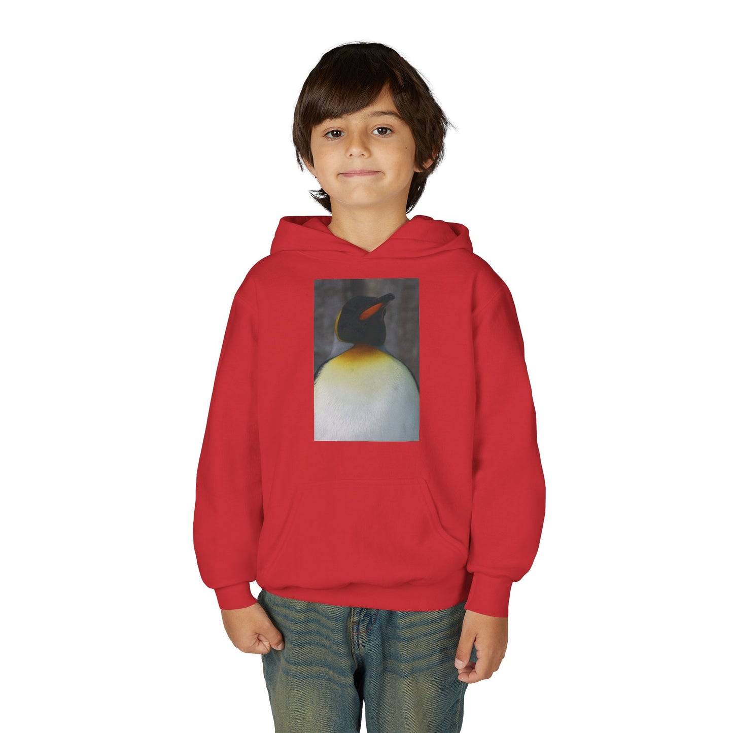 Penguin Art Youth Hoodie — Minimalist Royal Penguin Illustration Sweatshirt