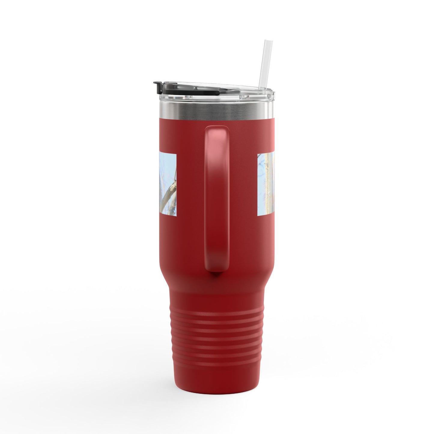 40oz Insulated Travel Mug with Cozy Raccoon Photo — Large Stainless Steel Tumbler for Road Trips & Outdoor Lovers