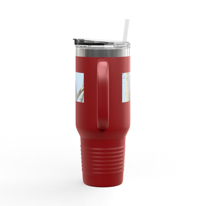 40oz Insulated Travel Mug with Cozy Raccoon Photo — Large Stainless Steel Tumbler for Road Trips & Outdoor Lovers