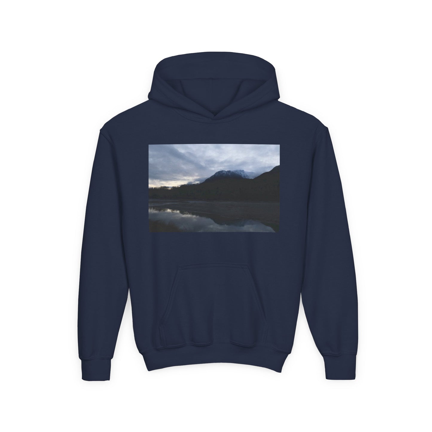 Youth Hoodie with Serene Mountain Lake Photo - Cozy Outdoor Nature Pullover