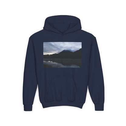 Youth Hoodie with Serene Mountain Lake Photo - Cozy Outdoor Nature Pullover