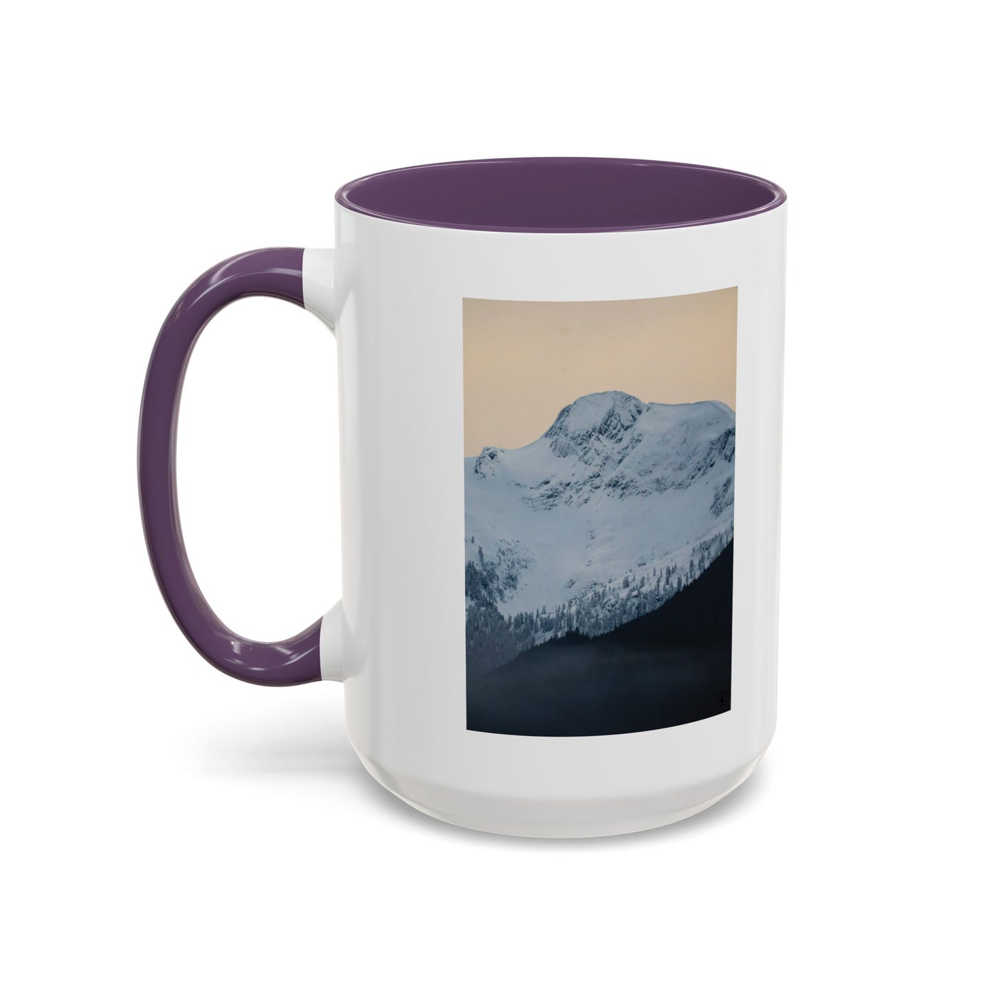 Mountain Sunrise Accent Coffee Mug — Scenic Snow Peak Photo (11/15oz)