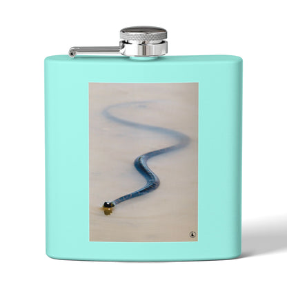 6oz Stainless Steel Flask with Serpentine Snow Trail Photo – Minimal Outdoor Gift