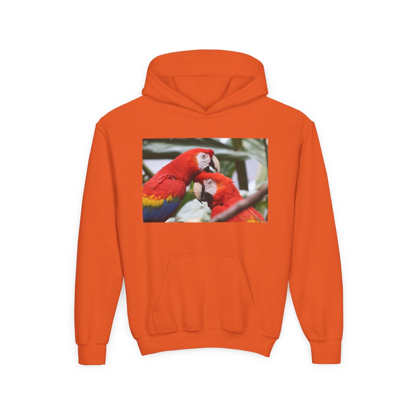Youth Parrot Hoodie – Colorful Scarlet Macaw Kids Pullover