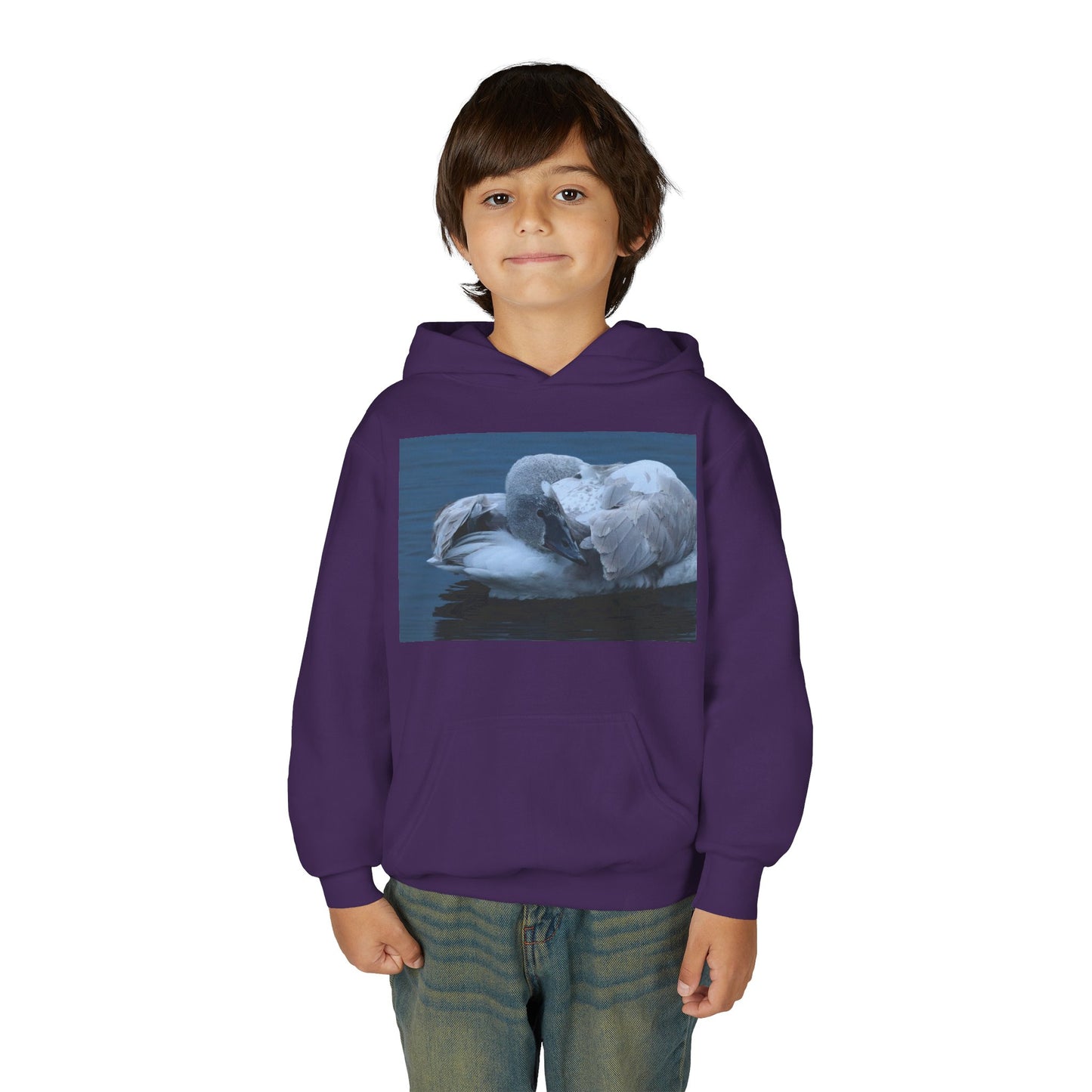 Youth Hoodie with Sleeping Swan Photo — Cozy Wildlife Sweatshirt
