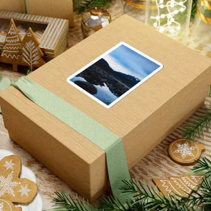 Mountain River Photo Sticker — Scenic Landscape Kiss-Cut Sticker for Laptops & Water Bottles