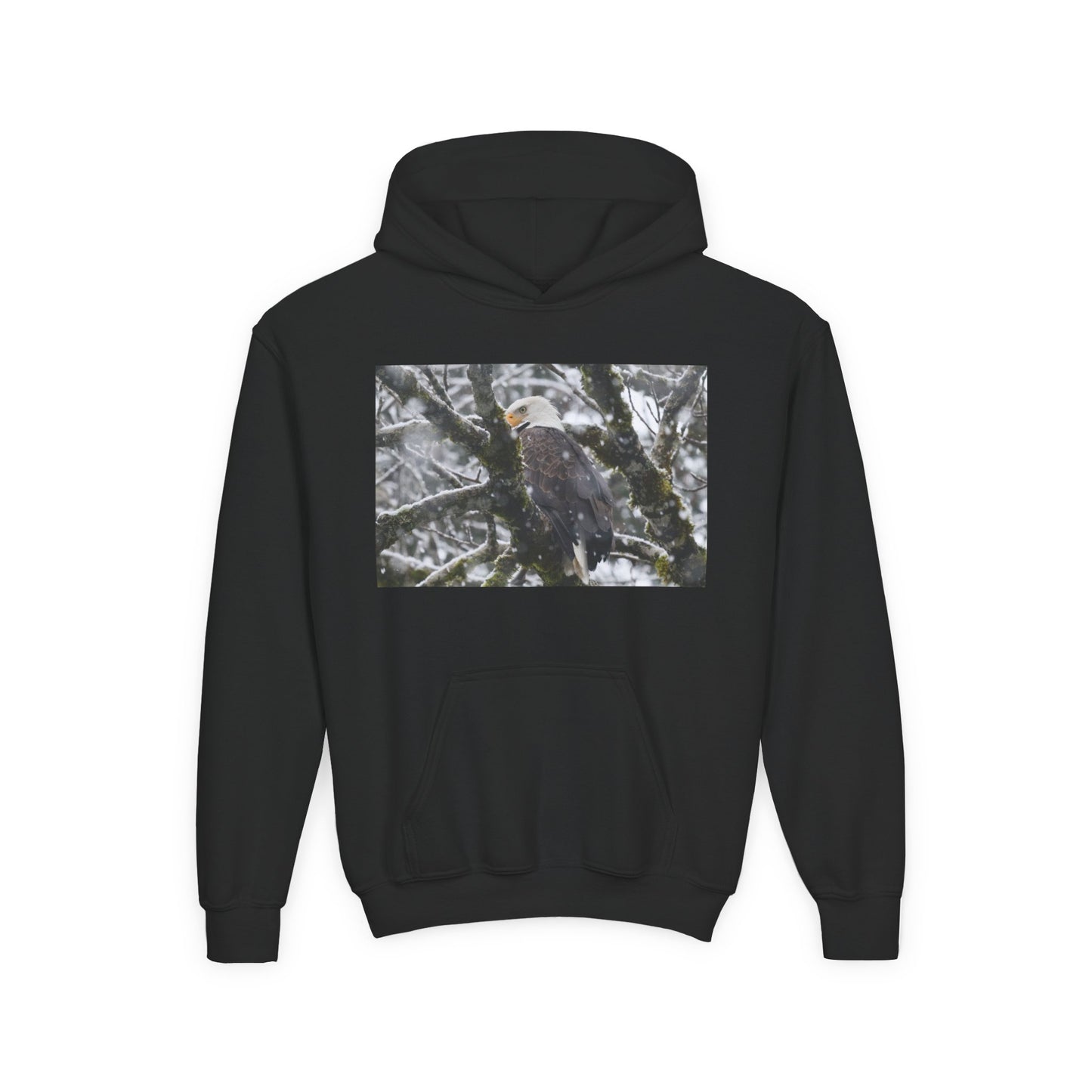 Snowy Bald Eagle Youth Hoodie – Winter Raptor Nature Sweatshirt